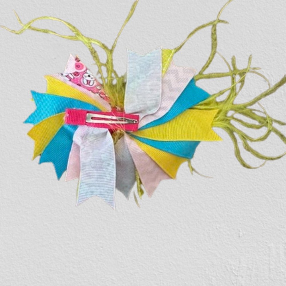 Yellow Easter Feather Deluxe Bow - Picture 2 of 2